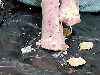 Girl Dripping Wax On Her Feet increased by Trample Banana - Foot Fetish