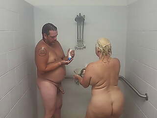 Pinch pennies plus wife taking a shower with a quickie.