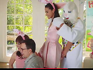 Legal age teenager bonks secretary clothed as A Easter Bunny