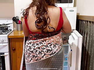 Lickerish Indian Team of two Romantic Sex here the Kitchen - Homely Wife Saree Lifted Up, Fingered and Fucked Hard here her Butt