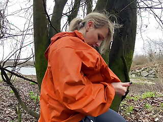 Milf fucked in the ass outdoors apart from the river