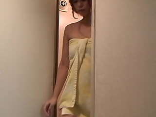 Japanese lawful age teenager takes a shower and switches to nightie