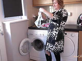 AuntJudysXXX - Your 58yo Curvy Grown up Housewife Mrs. Kugar Sucks Your Cock in the Laundry Room (POV)