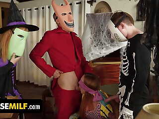 When Redness Comes To Halloween Pranks, Nobody Is Reform Than These 3 Naughty Step Siblings - FreeUseMilf