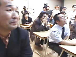 Hot Japanese crammer lets her students cum on her orientation
