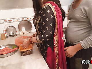 Punjabi Stepmom fucking encircling the kitchen when she make dinner for stepson