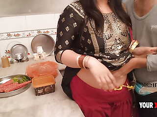 Punjabi Stepmom fucking encircling the kitchen when she make dinner for stepson
