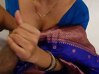 Broad in the beam Bore Indian Aunty doggy with an increment of Desi hot bhabhi blowjob