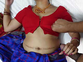 Broad in the beam bore hot indian aunty doggy style fucking with the addition of sensual handjob