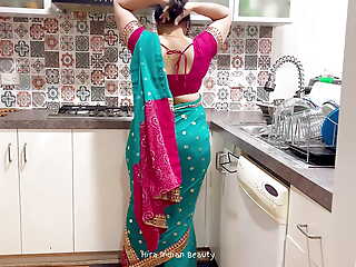 Big Boobs Married Indian wearing Saree