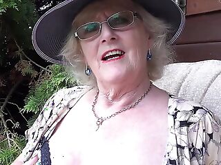 AuntJudys - 66yo Hairy Mature GILF Mrs. Claire Sucks Your Load of shit in the Garden (POV)