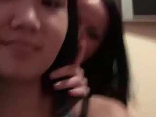 Asian sister get frying and go lesbian at home